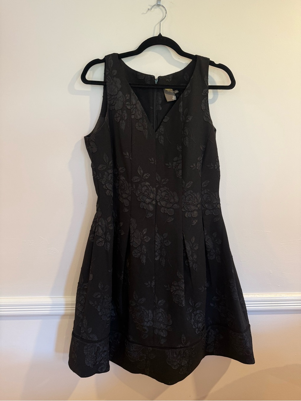 Black Jacquard Fit & Flare Dress